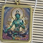Hand Painted Green Tara Thangka Pendant Lucky Buddhist Tibetan