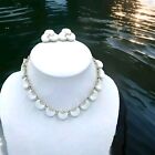 Vintage Lucite Thermocet Crescent Choker Necklace Clip On Earrings Set Gold Mcm