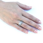 3 Pcs Stainless Steel His Flat Band  hers Princess Cut Cz Engagement Ring Set
