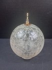 Vintage Mcm Hollywood Regency Round Clear  Crackled Glass Swag Lamp ceiling Glob