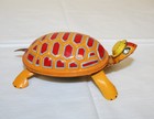 Vintage   Antique Tin Litho Wind Up Walking Turtle Toy Japan Made Works  video 