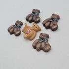 Vintage Lot Of 5 Teddy Bear Buttons Textured For Sewing Or Other Crafts Acrylic