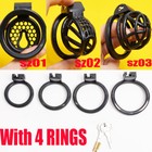 Resin Male Chastity Cage Device For Men Locking Belt With 4 Rings Lockable Bdsm
