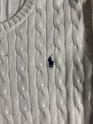 Polo Ralph Lauren Sweater Youth 10-12 White Cable Knit Logo Crewneck Pullover