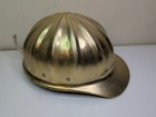 Vtg Superlite Fibre Metal Aluminum 8 Rivet Gold Hard Hat W liner Usa Ppe