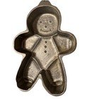 Old Aluminum Cast Christmas Gingerbread Man Cake Mold Cookie Cutter Antique