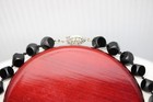 Rare Vintage Squared Black Onyx And Sterling Silver Beaded Necklace 20   0417