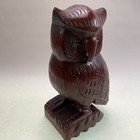 Owl Figurine Wooden Wood Hand Carved 8  Folk Art - Vintage