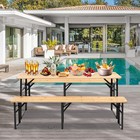 6 Foot Folding Picnic Table With Benches Weather Resistant Wood Carrying Handles