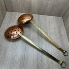 2 Pcs Hammered Ladle And Strainer Copper Kitchen Utensils Set With Brass Handles