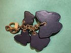 Coach Butterfly Cluster Bag Charm Keychain Blue Leather