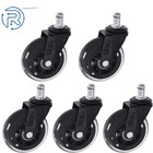 3 Inch Heavy Duty Office Chair Caster Rubber Swivel Wheels Replacement Set 5pc