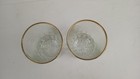 Set Of 2 Gold Rim Crystal Rocks Glass Heavy Cut Base Cocktail Tumbler 4-5 8  H