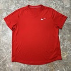 Nike Court Victory Tennis Shirt Mens Large Red Swoosh Federer Nadal Cv2982