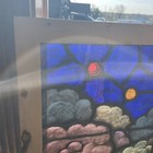 Sg5063 Antique Painted And Fired Stained Glass Window Up In The Clouds 20 5 X 27