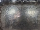Vtg Silver-plated Serving Tray Large Floral Pattern Handled Fb Rogers