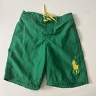 Polo Ralph Lauren Boys Swim Trunks Size 6 Green Yellow Pony Mesh Board Shorts
