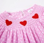 New Boutique Valentine s Day Smocked Embroidered Heart Short Sleeve Dress