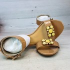 Lindsay Phillips Mitzi Tan Sandals Sz 6 Snap Jewel Ankle Strap Shoes New W Box