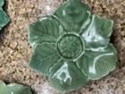 Senegal Fine China Set Of 3 Vintage Green Leaf Shaped Dishes  