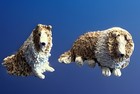 Vtg Handmade Clay Collie Dog Pair Full Coats