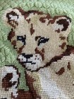 Needlepoint Canvas  Baby Tigers  Wiener Handarbeit Mill  Austria Completed  Vtg