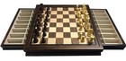 Chess Set Board Game 19  Large Deluxe W  Drawer Storage Box Walnut Wood 1208m
