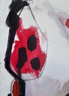 Vintage Mcm Red Black Abstract Shapes Modern Art Wall Hanging Mid Century Art