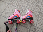 Moxi Skates Rainbow Rider Pink Rainbow High Top Quad Roller Skates Size 6