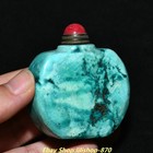 6cm Collect Chinese Old Dynasty Turquoise Carved Fengshui Bottle Statue
