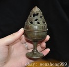 4 8 old China Ancient Dynasty Bronze Animal Pattern Incense Burner Censer Statue