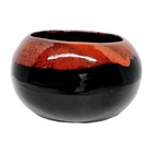 Vtg Mcm Studio Art Pottery Black Red Drip Glaze Planter decor Ceramic