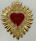Jesus Mercy Casket Plaque Sacred Heart Gold Tone Metal Vtg Convent Catholic Wall