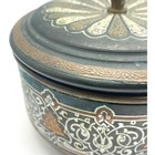 Brass Round Powder Vanity Box Original Old Hand-crafted Engraved Painted