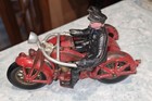 Hubley Cast Iron Indian Police Motorcycle    Sidecar All Original Antique 9  L 
