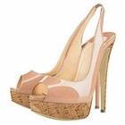 Women s High Heel Platform Shoes Patent Leather Peep Toe Elastic Slingback Pumps