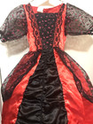 Halloween Queen Of Hearts Girls Costume Red Black   Pink Hearts Dress With Loop