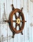 18 Inches Nautical Boat Ship Wheel Brown Wooden Steering Wheel Wall Decor Item
