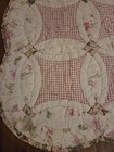 Vintage Double Wedding Ring Floral Quilt  Multicolor Handmade Scalloped Edges