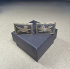 Vintage Siam Nielloware Solid 950 Sterling Silver Etched Lion Design Cufflinks