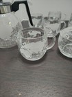 1970s Nestle Nescafe Etched Clear Glass World Globe Coffee Set W carafe  Creamer
