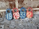 Lot Of Vintage Cow Livestock Double Sided Number Identification Ear Tag Blue Red