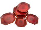 Vtg Mid Century Korean Octagon Pagoda Nesting Trays Lacquered Orange