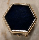 Est  e Lauder Blue Enamel Hexagon Solid Perfume Compact Vintage Full