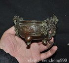5 2 old China Ancient Dynasty Bronze Fengshui Bird Incense Burner Censer Statue