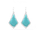 Silver Green Aqua Teal Blue Teardrop Dangle Earrings