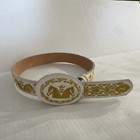 Kids White   Gold Equestrian Animal Print Adjustable Buckle Belt  32 Inch   s