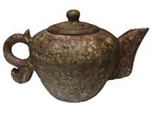 Asian Hand Carved Soapstone Tea Set Teapot Cups Brown Rustic Stone For Display