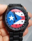 1-puerto Rico Flag Wrist Watches With Adjustable Black Silicone Band