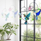 2 Packs Hummingbird Stained Glass Window Hanging Ornament Handmade Real